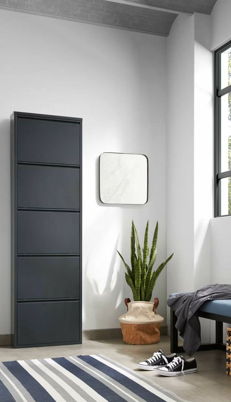 Scarpiera in metallo 5 ante nera 50x172h cm in metallo - Afrend