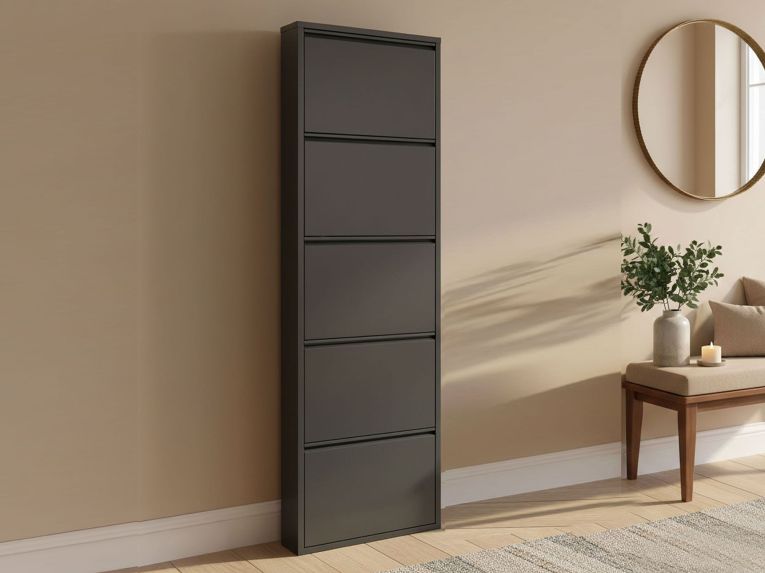 Scarpiera in metallo 5 ante nera 50x172h cm in metallo - Afrend