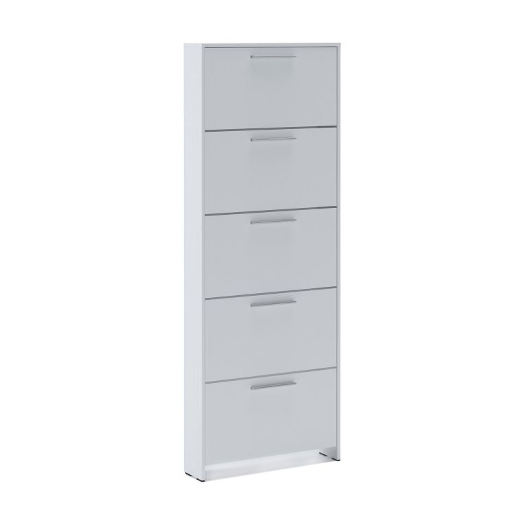 Scarpiera Ionio, Mobile portascarpe, Armadio da ingresso multiuso, Mobiletto per calzature, 69x17h187 cm, Bianco