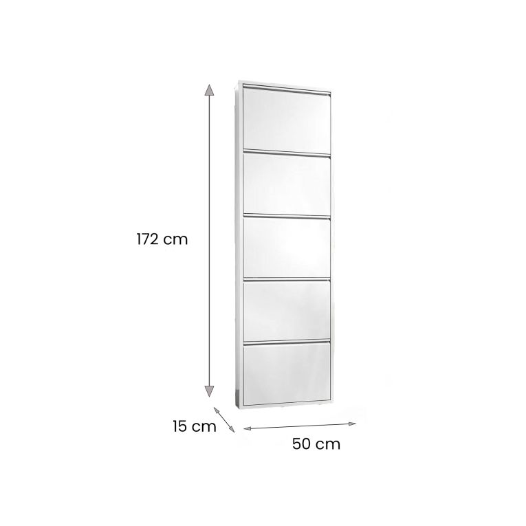Scarpiera Isidro, Mobile portascarpe in metallo, Armadio da ingresso multiuso, Mobiletto per calzature, 50x15h172 cm, Bianco