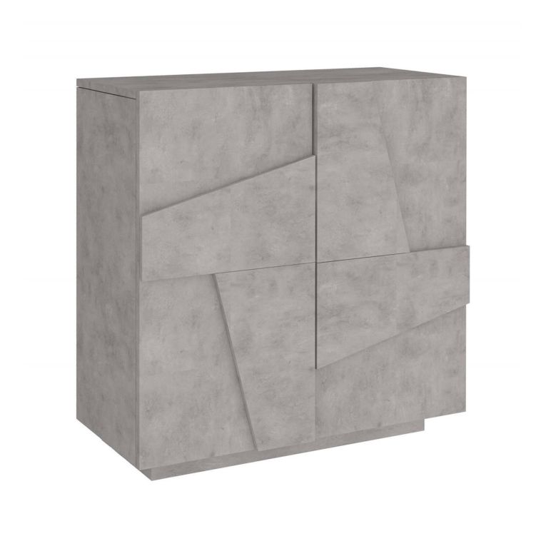 Scarpiera Joel, Mobile multiuso a 2 ante, Portascarpe da ingresso, 100% Made in Italy, cm 81x38h86, Cemento con dettaglio