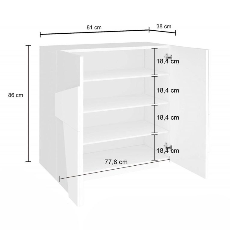 Scarpiera Joel, Mobile multiuso a 2 ante, Portascarpe da ingresso, 100% Made in Italy, cm 81x38h86, Cemento con dettaglio