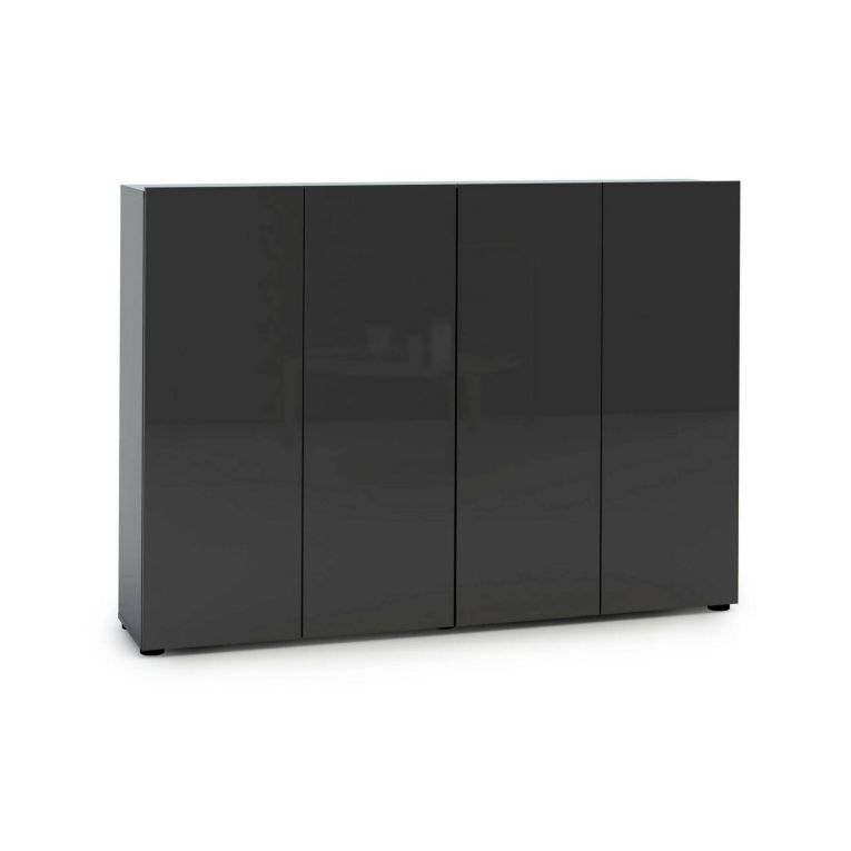 Scarpiera Klerksdorp, Mobile portascarpe, Armadio da ingresso multiuso, Mobiletto per calzature, Made in Italy, 160x34h115 cm, Antracite