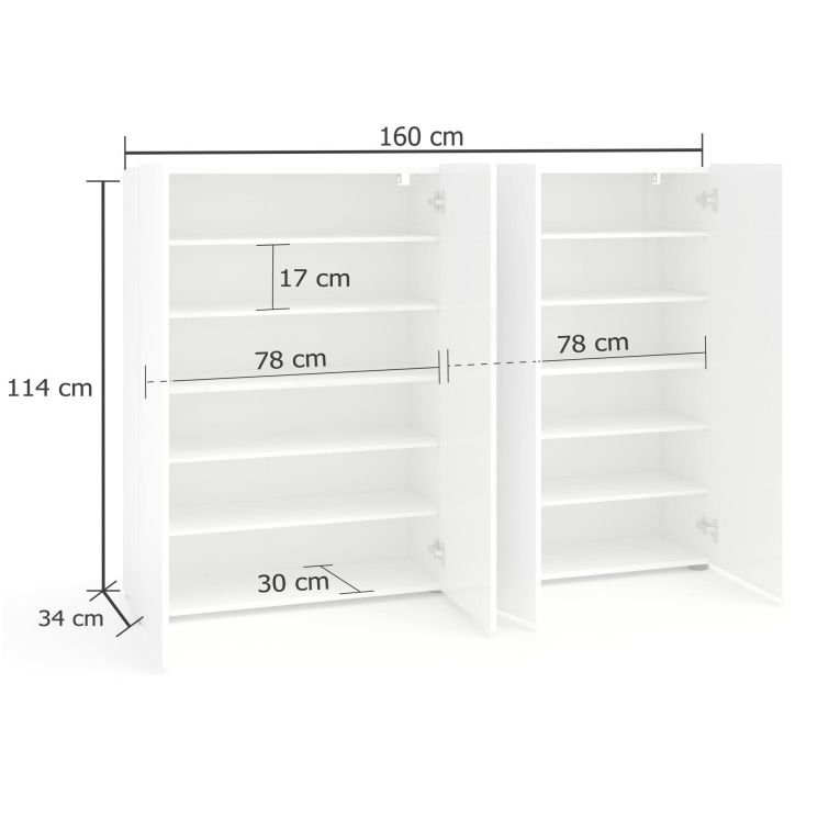 Scarpiera Klerksdorp, Mobile portascarpe, Armadio da ingresso multiuso, Mobiletto per calzature, Made in Italy, 160x34h115 cm, Antracite