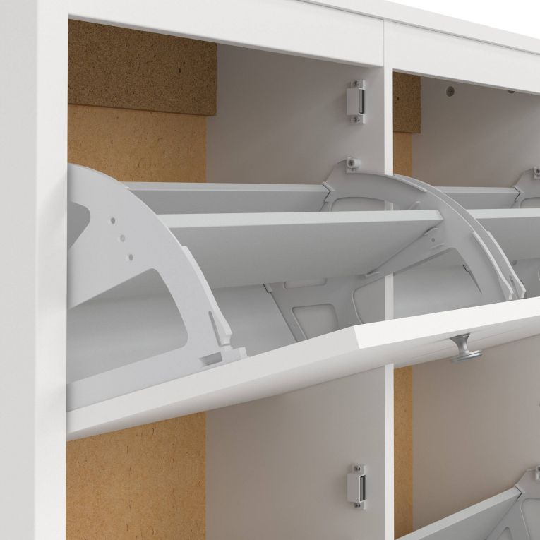 Scarpiera Laurence, Mobile portascarpe, Armadio da ingresso multiuso, Mobiletto per calzature, 25x103 h103 cm, Bianco