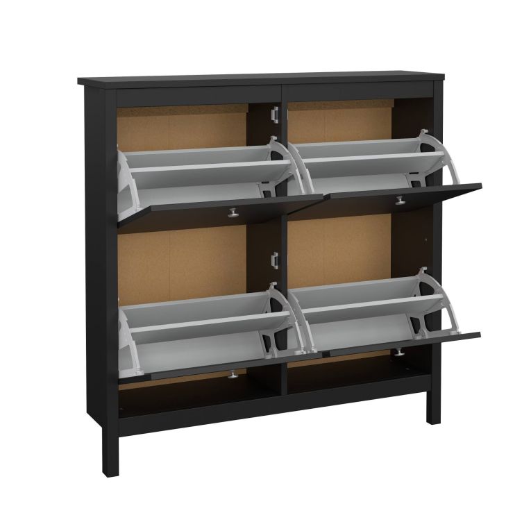 Scarpiera Laurence, Mobile portascarpe, Armadio da ingresso multiuso, Mobiletto per calzature, 25x103 h103 cm, Nero