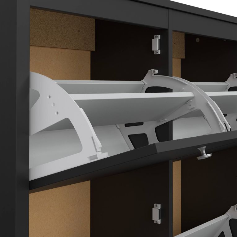 Scarpiera Laurence, Mobile portascarpe, Armadio da ingresso multiuso, Mobiletto per calzature, 25x103 h103 cm, Nero