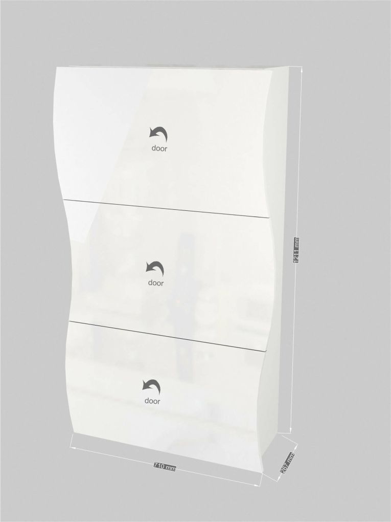 Scarpiera Leonardo, Mobile multiuso a 3 ante, Portascarpe da ingresso, 100% Made in Italy, cm 71x27h122, Bianco lucido