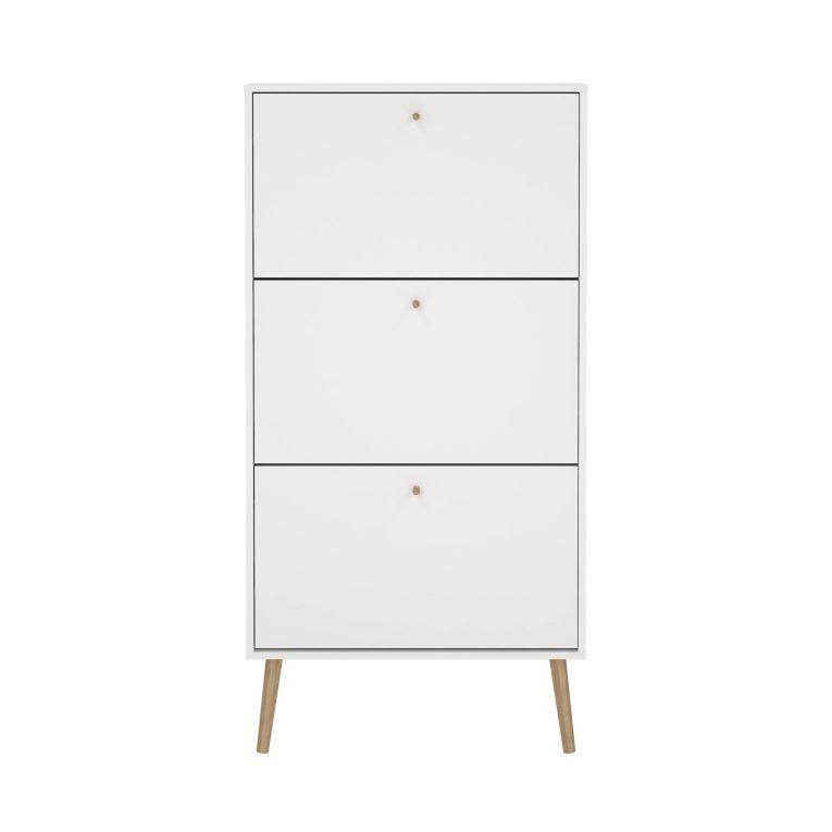 Scarpiera Lillian, Mobile portascarpe, Armadio da ingresso multiuso, Mobiletto per calzature, 24x70 h139 cm, Bianco