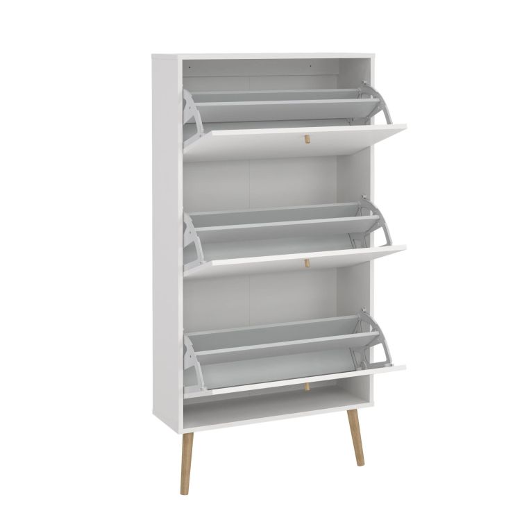 Scarpiera Lillian, Mobile portascarpe, Armadio da ingresso multiuso, Mobiletto per calzature, 24x70 h139 cm, Bianco