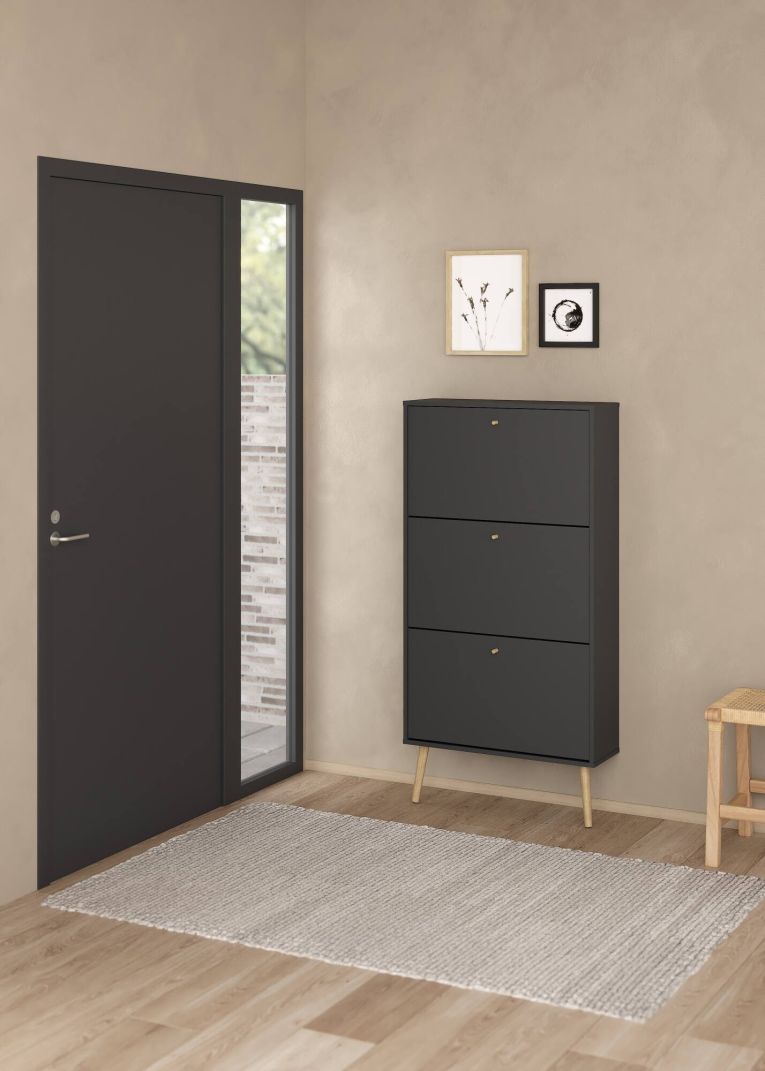 Scarpiera Lillian, Mobile portascarpe, Armadio da ingresso multiuso, Mobiletto per calzature, 24x70 h139 cm, Grigio