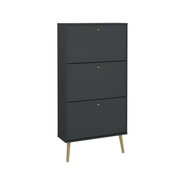 Scarpiera Lillian, Mobile portascarpe, Armadio da ingresso multiuso, Mobiletto per calzature, 24x70 h139 cm, Grigio