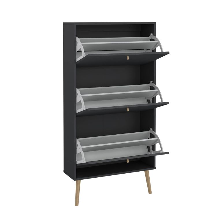 Scarpiera Lillian, Mobile portascarpe, Armadio da ingresso multiuso, Mobiletto per calzature, 24x70 h139 cm, Grigio