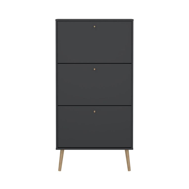 Scarpiera Lillian, Mobile portascarpe, Armadio da ingresso multiuso, Mobiletto per calzature, 24x70 h139 cm, Grigio