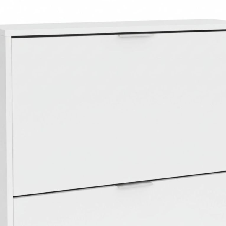 Scarpiera Louisville, Armadio portascarpe a 2 ante a ribalta-, Scarpiera bassa da ingresso, Mobile basso, 75x22h76 cm, Bianco
