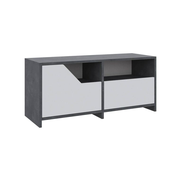 Scarpiera Maelstrom, Mobile portascarpe, Armadio da ingresso multiuso, Mobiletto per calzature, 105x37 h47 cm, Grigio e Bianco