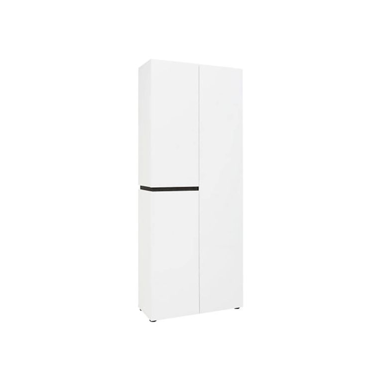 Scarpiera Malabo, Mobile portascarpe, Armadio da ingresso multiuso, Mobiletto per calzature, Made in Italy, 80x34h200 cm, Bianco lucido e Antracite