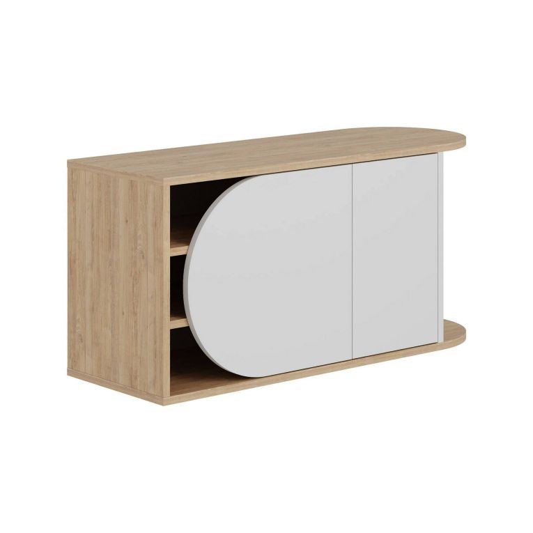 Scarpiera Marathus, Mobile portascarpe, Armadio da ingresso multiuso, Mobiletto per calzature, 104x37 h50 cm, Quercia e Bianco