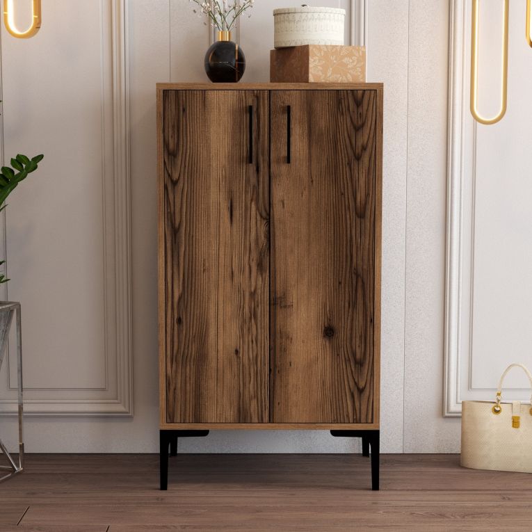 Scarpiera Marrone Noce 4 Ripiani 8 Paia 60x35x111h cm, 2 Ante - Cavalieri