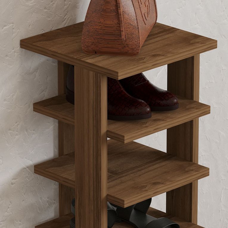 Scarpiera Marrone Noce 8 Paia 8 Ripiani 30x30x110h cm, 7 Vani - Soddi