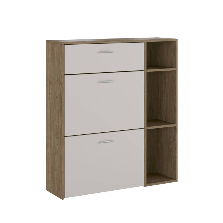Scarpiera Marrone Noce Beige 90x26x102h cm, un Cassetto - Samassi