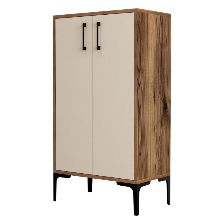 Scarpiera Marrone Noce Bianco 4 Ripiani 8 Paia 60x35x111h cm, 2 Ante - Cavalieri