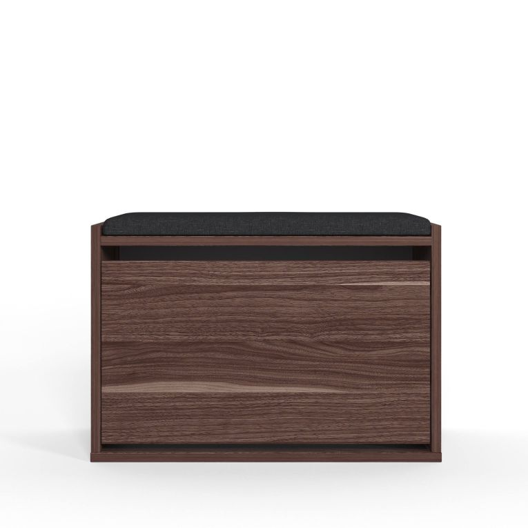 Scarpiera Marrone Noce un Ripiano 2 Vani 65x43.5x32h cm, Un'anta