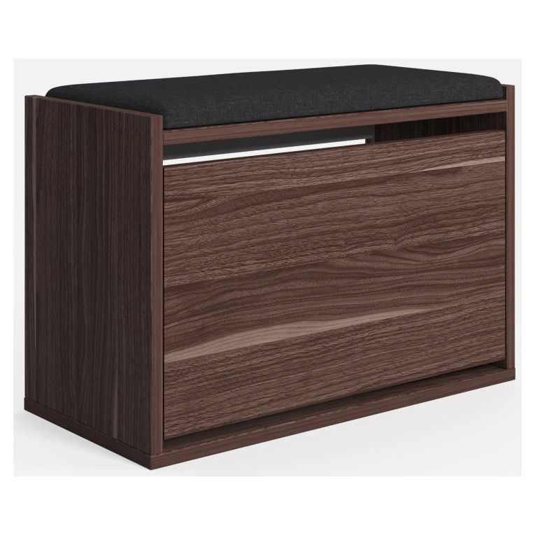 Scarpiera Marrone Noce un Ripiano 2 Vani 65x43.5x32h cm, Un'anta
