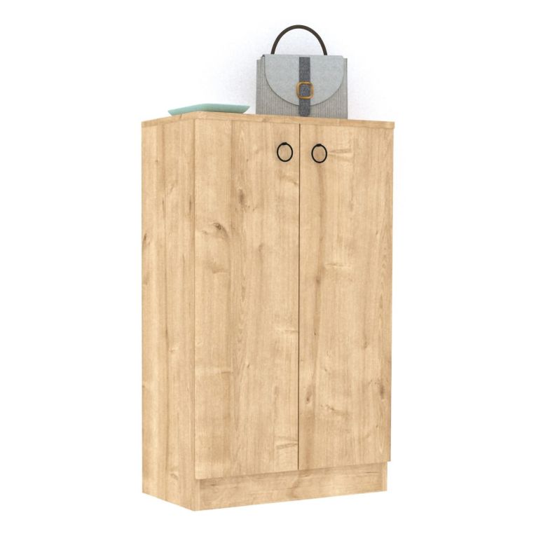 Scarpiera Marrone Olmo 3 Ripiani 2 Ante 60x32x100h cm, 4 Vani - Piario