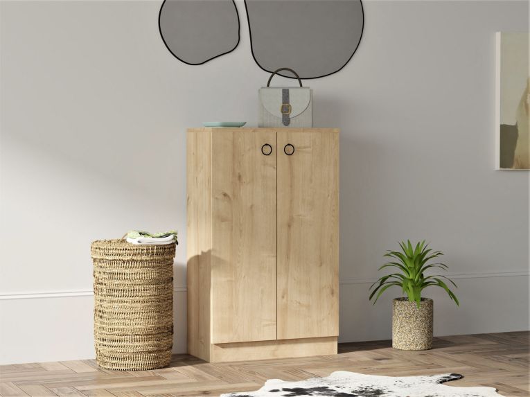 Scarpiera Marrone Olmo 3 Ripiani 2 Ante 60x32x100h cm, 4 Vani - Piario
