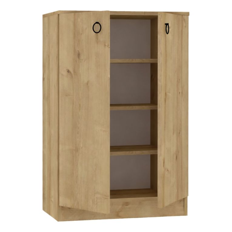 Scarpiera Marrone Olmo 3 Ripiani 2 Ante 60x32x100h cm, 4 Vani - Piario