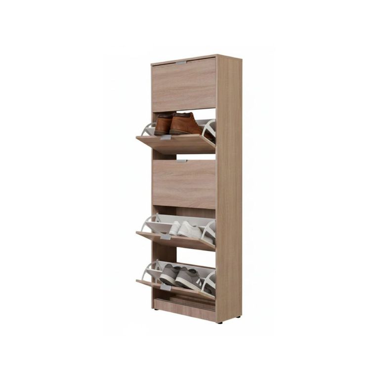 Scarpiera Marrone Quercia 10 Ripiani 5 Ante 67x28x191.5h cm, Maniglie Incluse - Sueglio