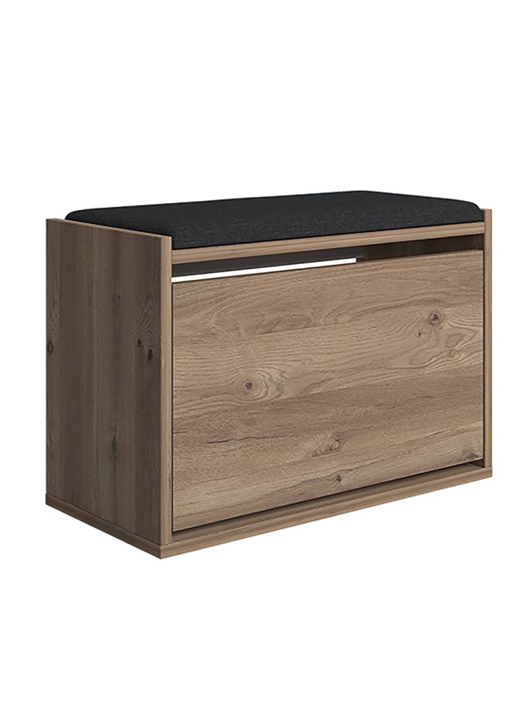 Scarpiera Marrone Quercia un Ripiano 2 Vani 65x43.5x32h cm, Un'anta
