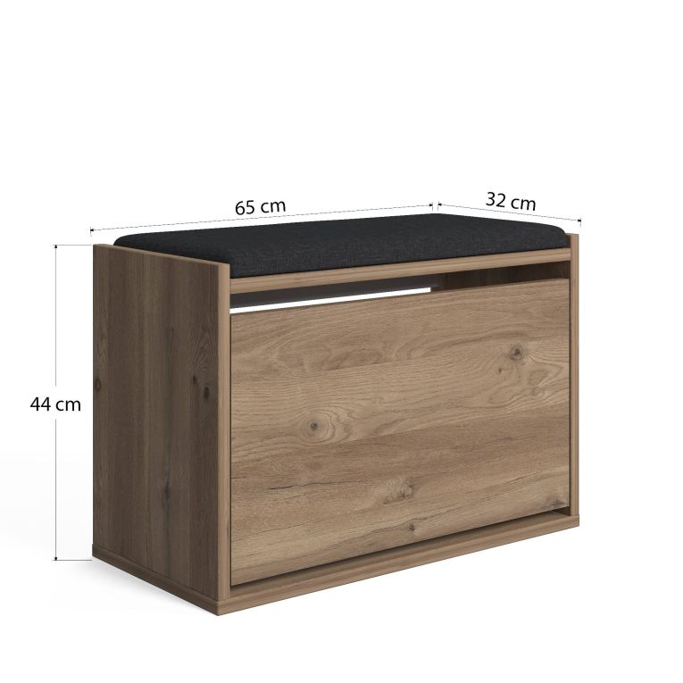 Scarpiera Marrone Quercia un Ripiano 2 Vani 65x43.5x32h cm, Un'anta