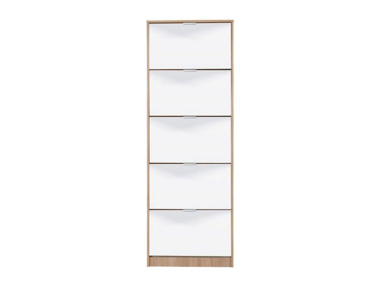 Scarpiera Marrone Rovere 10 Ripiani 10 Vani 67x28x191.5h cm, 5 Ante - Dentro