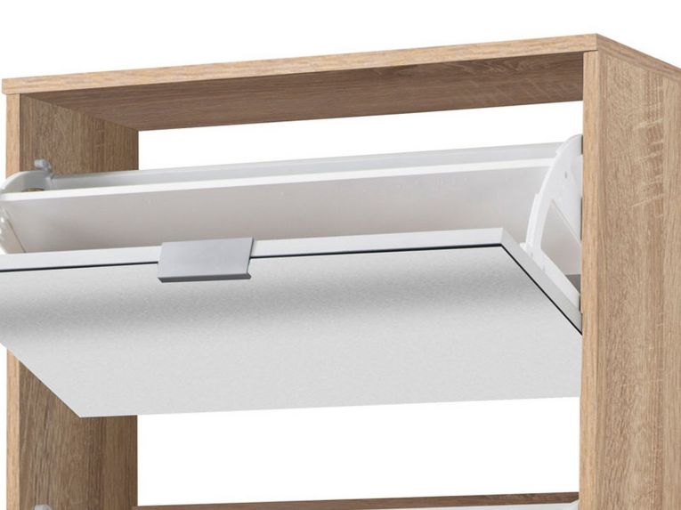Scarpiera Marrone Rovere 10 Ripiani 10 Vani 67x28x191.5h cm, 5 Ante - Dentro