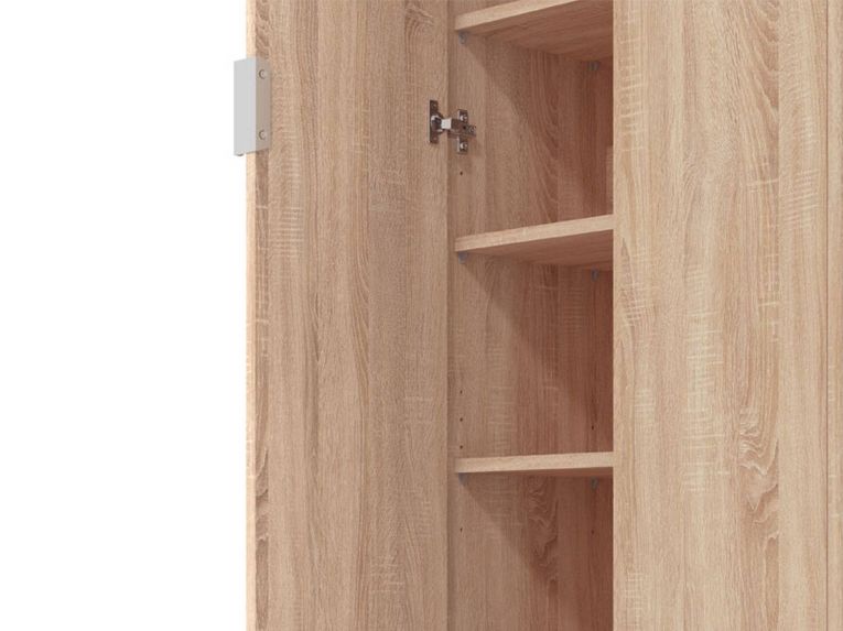 Scarpiera Marrone Rovere 6 Ripiani 2 Ante 60x33x191.5h cm, Maniglie Incluse - Delizia