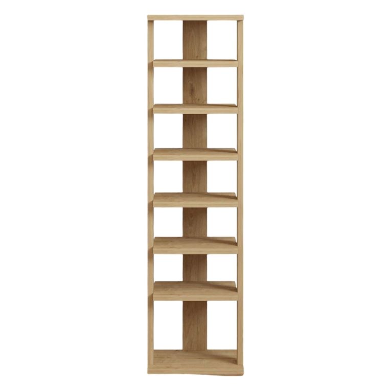 Scarpiera Marrone Rovere 8 Paia 8 Ripiani 30x30x110h cm, 7 Vani - Soddi