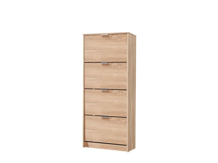 Scarpiera Marrone Rovere 8 Ripiani 4 Ante 67x28x155.5h cm, Maniglie Incluse - Santina