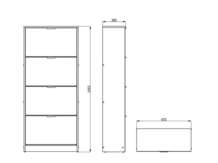 Scarpiera Marrone Rovere 8 Ripiani 8 Vani 67x28x155.5h cm, 4 Ante - Pentone