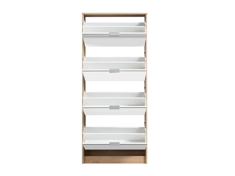 Scarpiera Marrone Rovere 8 Ripiani 8 Vani 67x28x155.5h cm, 4 Ante - Pentone