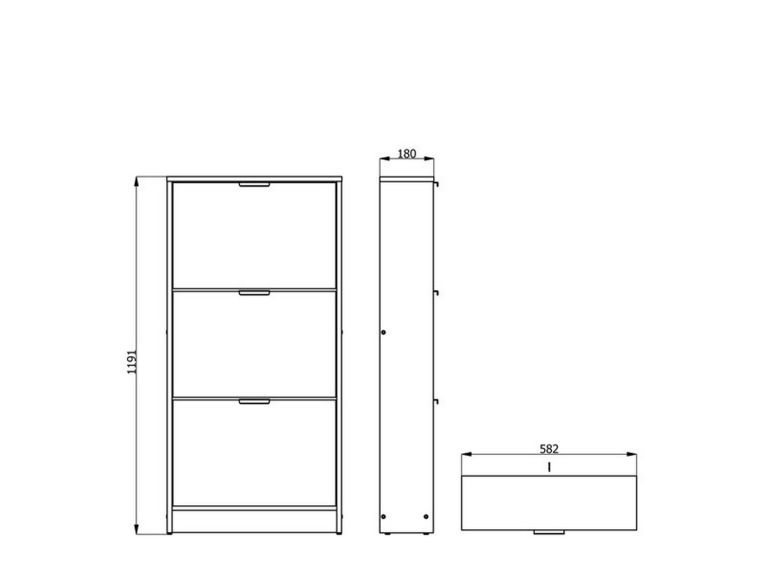 Scarpiera Marrone Rovere Chiaro 3 Ripiani 3 Ante 58x18x119h cm, Maniglie Incluse - Melle