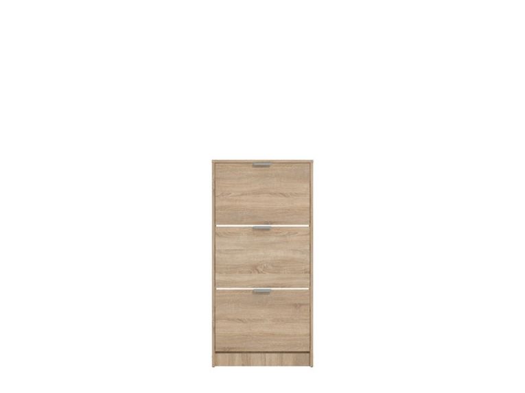 Scarpiera Marrone Rovere Chiaro 3 Ripiani 3 Ante 58x18x119h cm, Maniglie Incluse - Melle