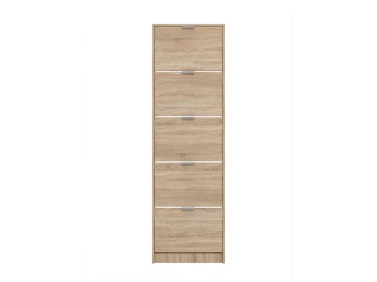 Scarpiera Marrone Rovere Chiaro un Ripiano 5 Ante 58x18x191.5h cm, kit Fissaggio a Muro Incluso - Capriolo