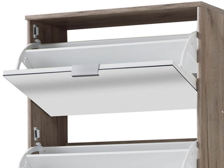 Scarpiera Marrone Rovere Grigio 10 Ripiani 10 Vani 67x28x191.5h cm, 5 Ante - Dentro