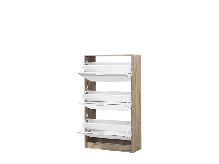 Scarpiera Marrone Rovere Grigio 6 Ripiani 6 Vani 67x28x119h cm, 3 Ante - Varna