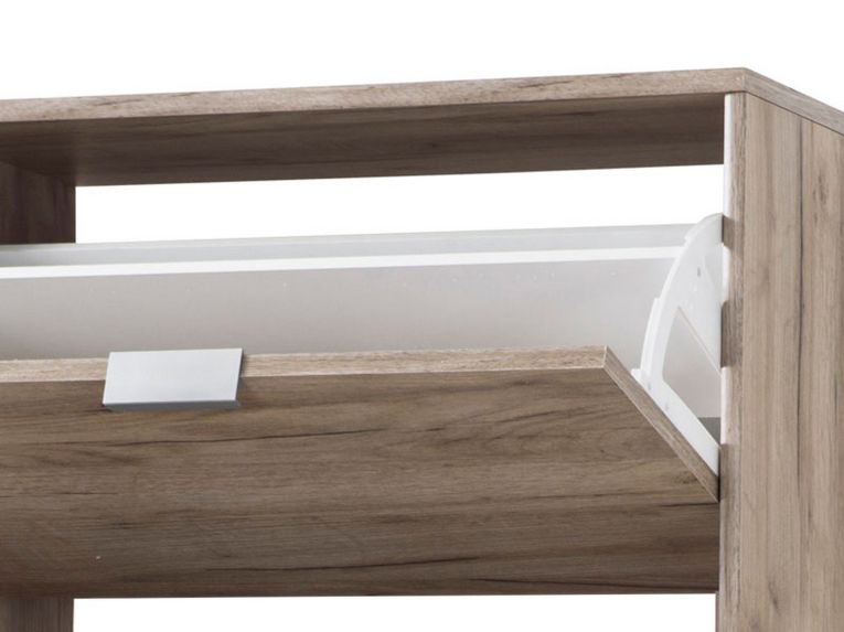 Scarpiera Marrone Rovere Grigio 8 Ripiani 4 Ante 67x28x155.5h cm, Maniglie Incluse - Santina