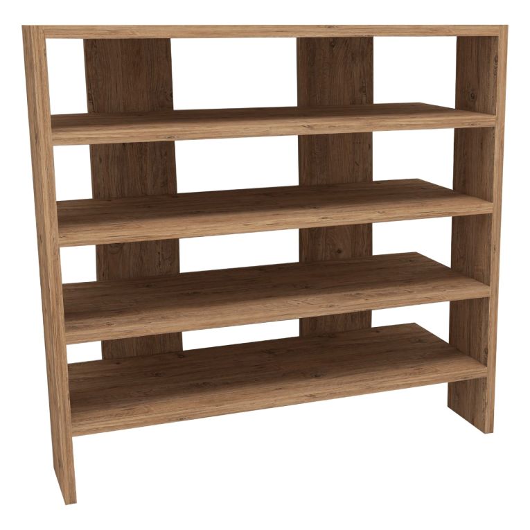 Scarpiera Marrone Rovere Nodi 16 Paia 5 Ripiani 76x31x72h cm, 4 Vani - Offida