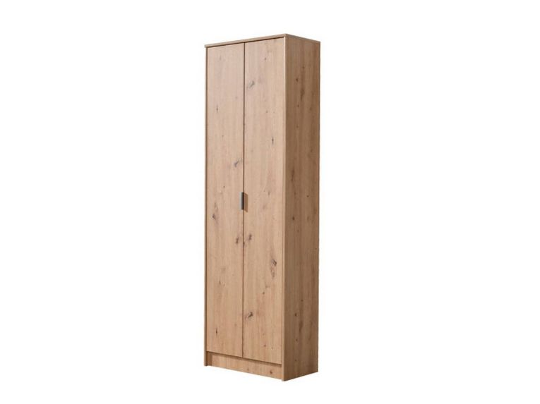 Scarpiera Marrone Rovere Nodi 6 Ripiani 2 Ante 60x33x191.5h cm, Maniglie Incluse - Delizia