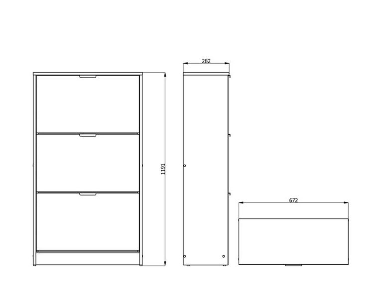 Scarpiera Marrone Rovere Nodi 6 Ripiani 3 Ante 67x28x119h cm, Maniglie Incluse - Marradi